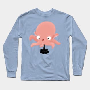 Cute pink baby octopus cartoon humour Long Sleeve T-Shirt